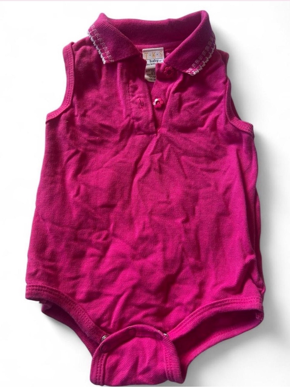 Vintage TKS Baby Pink Polo Bodysuit 12 Months